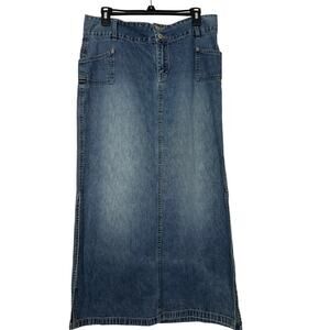 Vintage UnionBay Y2K 90s Denim Side Slit Maxi Skirt Size 13